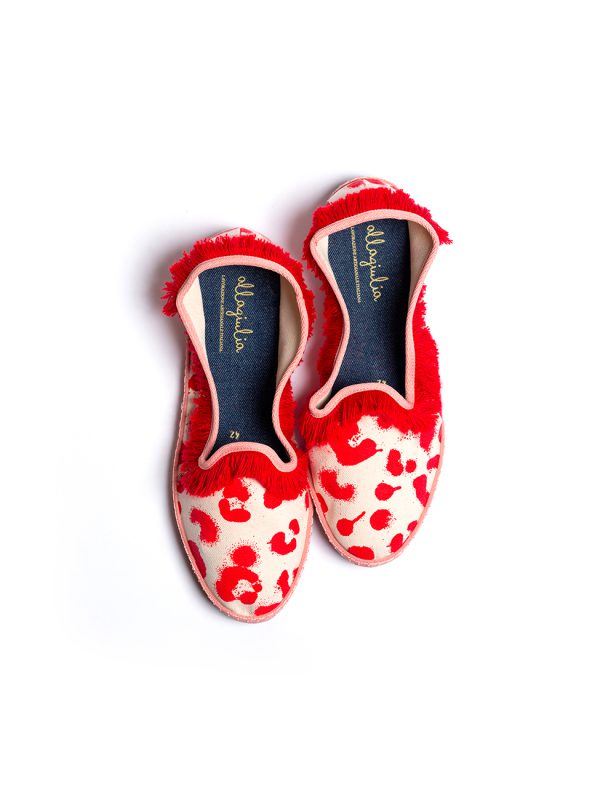 -Capsule Bordeaux- Friù Venezia Frangia CANVAS TIGROTTO ROSSO